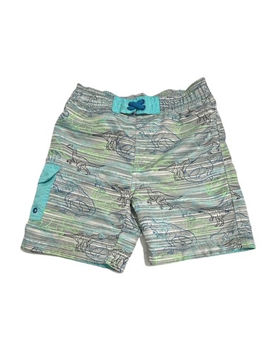 UV Skinz Blue Dinosaur Swim Trunks Pocket Elastic Waist Youth Boys Size 5