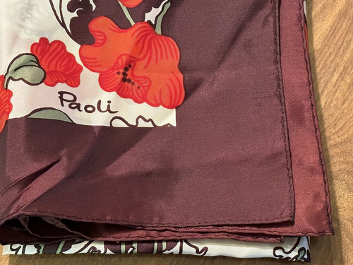 PAOLI VTG SCARF HAND WASHABLE ACETATE MADE IN JAPAN ABOUT 26 X 29"-BRIGHT! - Picture 3 of 4