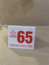 Classic Carl's Jr Table Tent Number Sign 65