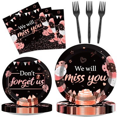 96pcs We Will Miss You Party Paper Plate and Napkin Farewell Party Decoration...