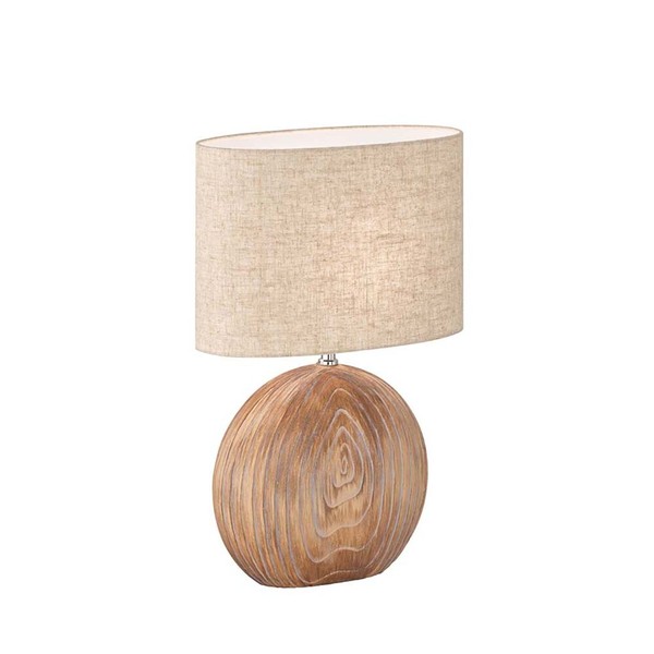 Tischleuchte Nachttischlampe Beistellleuchte E14 Keramik Holzoptik Textil Sand-image