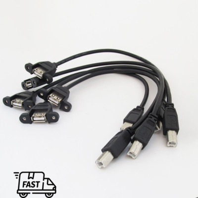 5pcs 50cm USB Female to Printer Scanner B Male Cable Cord Screw Lock Hole Mount