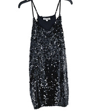 Walter Baker Size Medium Dress Dolla Black All Over Sequins Mini Women's Party