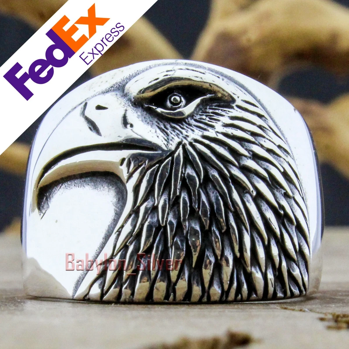 Sterling silver eagle ring deals