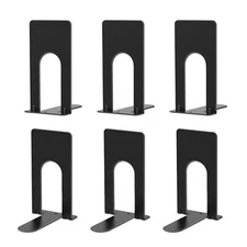 6 Pcs Heavy Duty Metal Bookends for Shelves Book Stoppers for Library