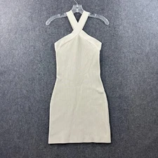 Aritzia Babaton Scupt Knit Dress Women's Small Beige Cream Criss Cross Stretch
