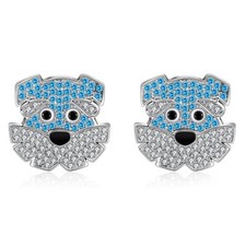 Buddy Schnauzer Dog Stud Earrings for Women Sterling Silver Cz Ginger Lyne C...