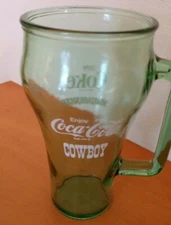 Vintage Coca-Cola Cowboy Whataburger Green Glass Handled Mug