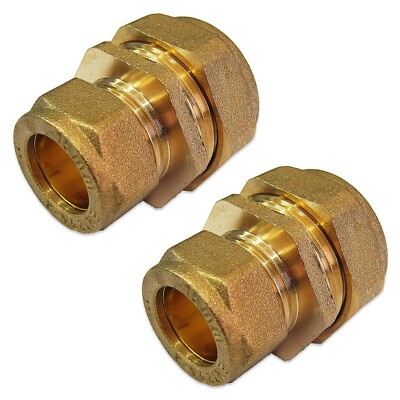 MESSING REDUZIERKLEMMVERSCHRAUBUNGEN 2 x GAS KUPFER ROHR ADAPTER 22mm auf 15mm