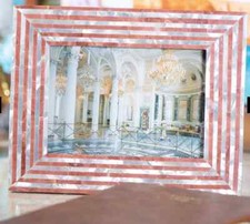 8"x6" white Marble Photo frame Storage Pietradura Arts Living home Room Decor a