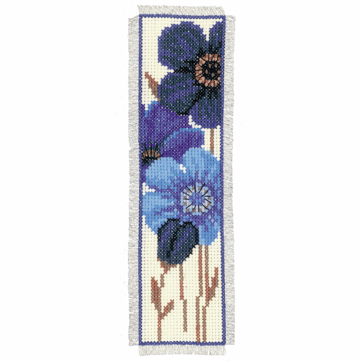 Vervaco Bookmark counted cross stitch kit Blue anemones, DIY - Image 3