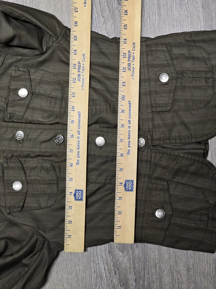 Chaqueta forrada a rayas verde oliva Twenty One 21 para mujer talla S Foto 3 de 4