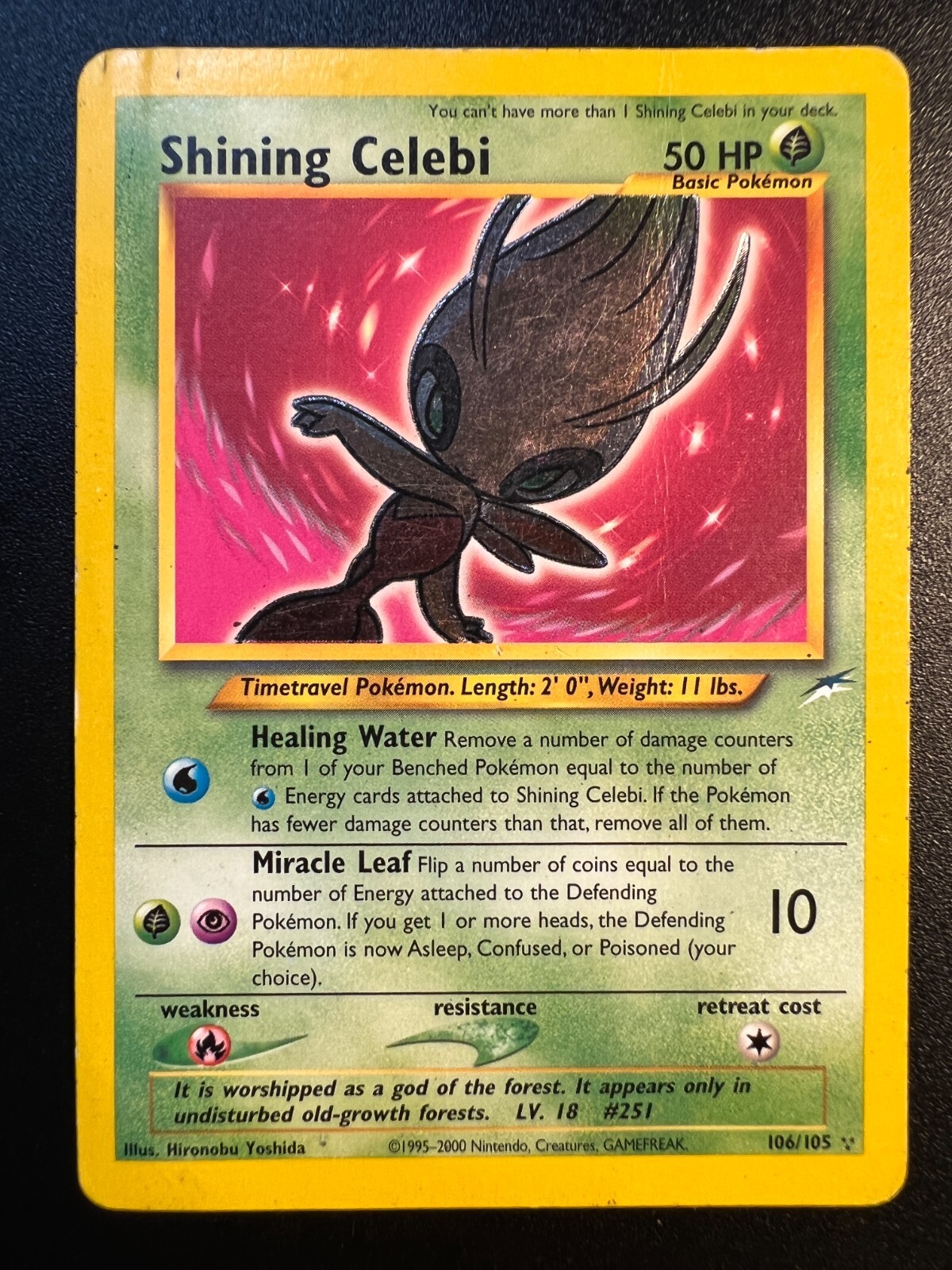 106/105 Shining Celebi Pokemon TCG Rare Holo Card - Neo Destiny - LP