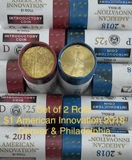 Set Of 2 Rolls Coins 2018 P&D American Innovation $1 Dollar Uncirculated. #C414