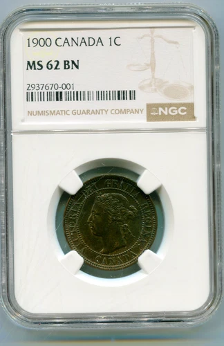 Canada  Large Cent 1900-H NGC MS 62 BN   lotjun9954