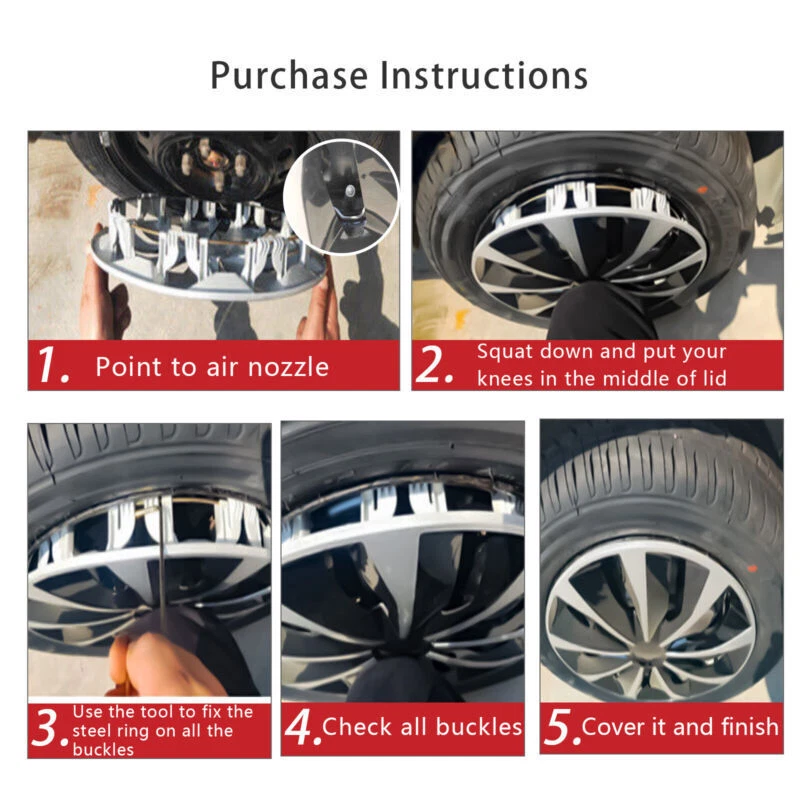 4 PCS 16" Wheel Cover Full Rim Snap On Hub Cap R16 Silver For Chevrolet Malibu — 第 4/4 张图片