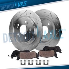 Rear Drilled and Slotted Brake Rotors Brake Pads Kit for 2014 - 2020 Acura RLX