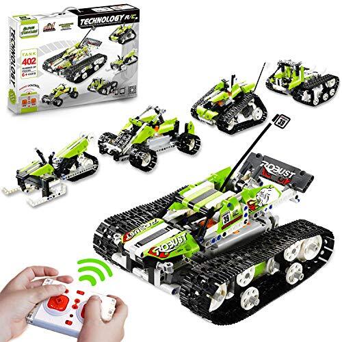 5 in 1 Remote Control STEM Building Blocks Car Tank - 400+ PCS RC Car Kit - 