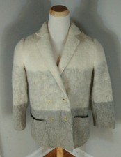 Vtg Hilda Ltd Iceland Cream Women's Sz M Nordic 100% Wool Alpaca Mohair Pea Coat