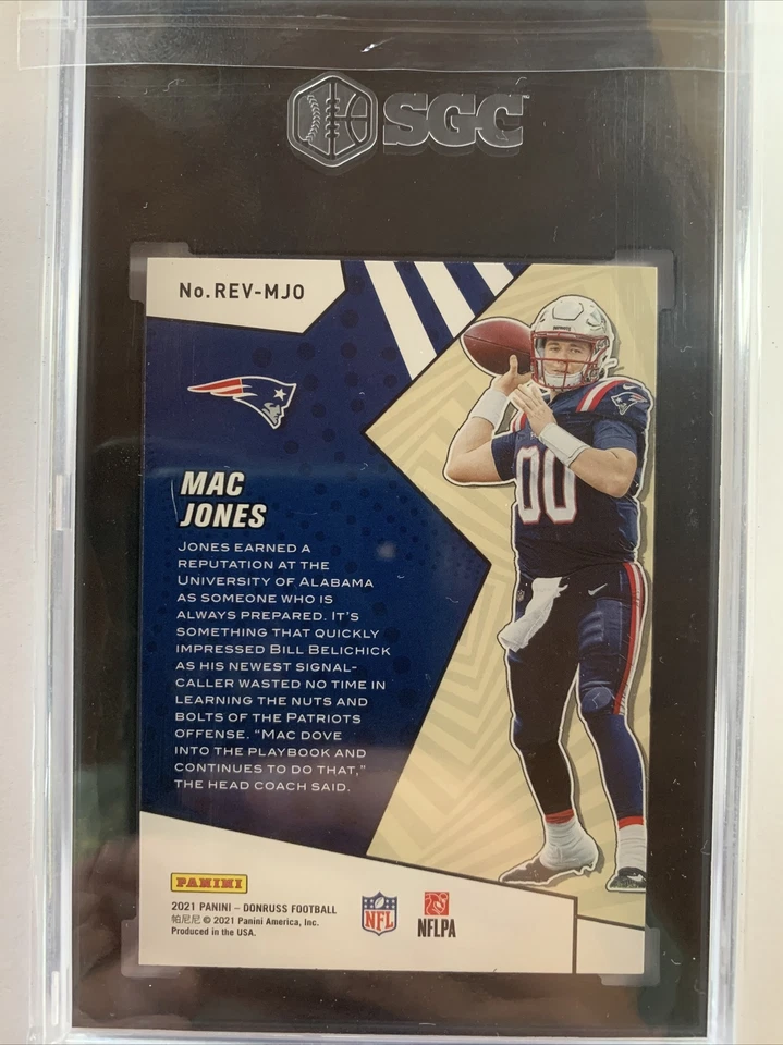 2021 Donruss MAC JONES Rookie Revolution Insert #REV-MJO RC SGC 9.5 MT ROY? - Image 2 of 3