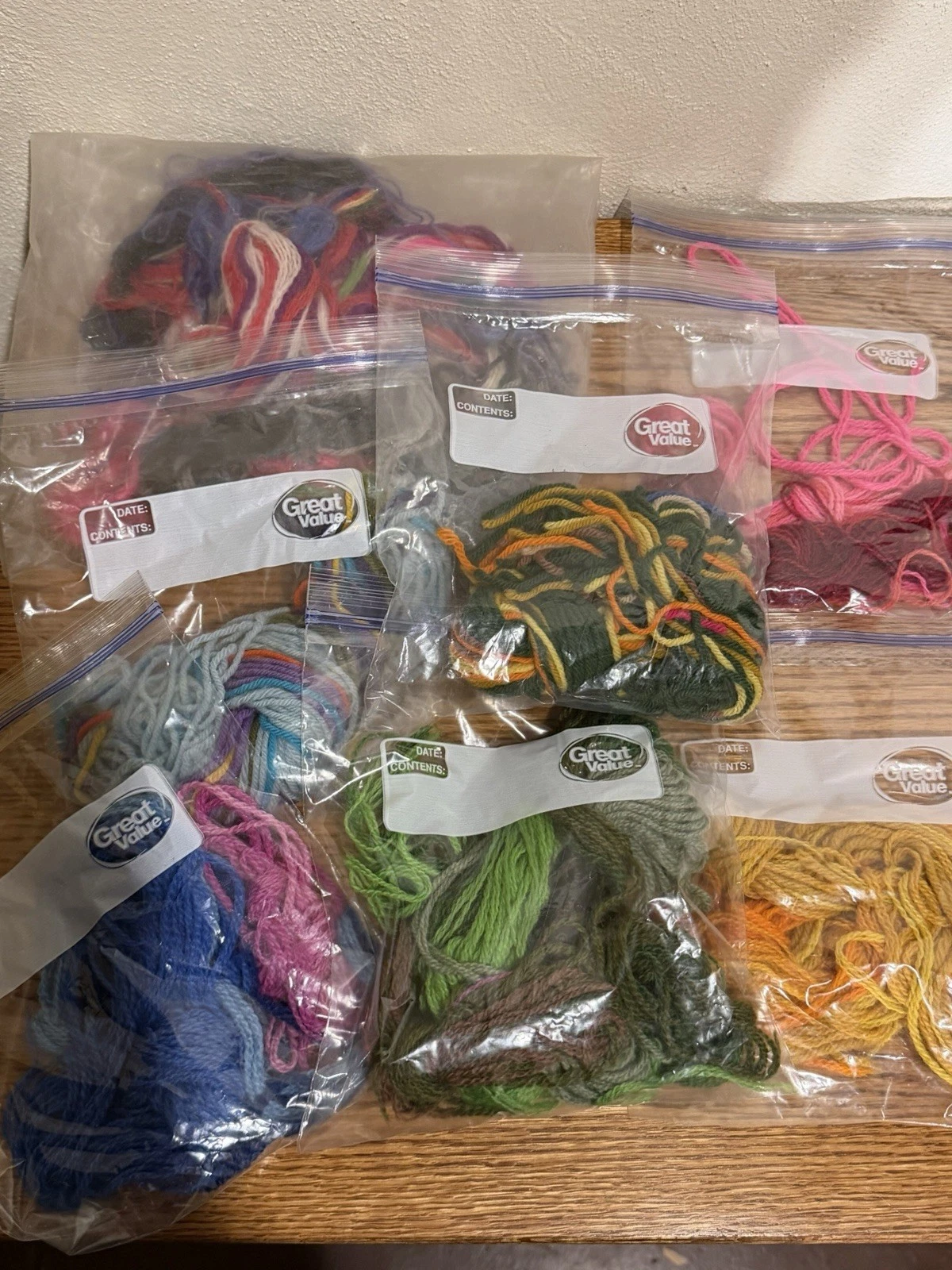 Mixed Scrap Yarn & Crewel Thread Craft Destash Lot image 1