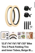 12.5"/14"/16"/18"/20" Bike Tire 2 Pack Folding Tire and Inner Tubes, Beige Bi...