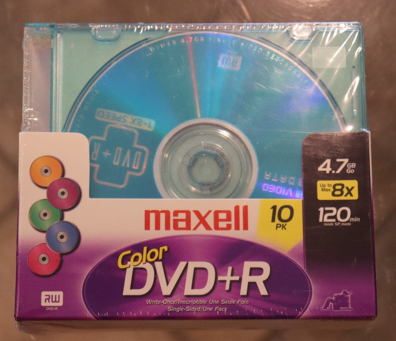 Maxell DVD+R COLOR 10 Pack 4.7 GB Single Sided