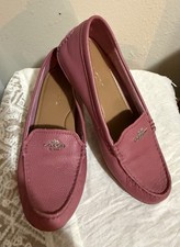 Coach Women s Pink Leather Slip-On Loafer Flats Round Toe Logo US 8