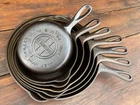 Griswold Cast Iron Matching Large Logo Skillet Set 3-9