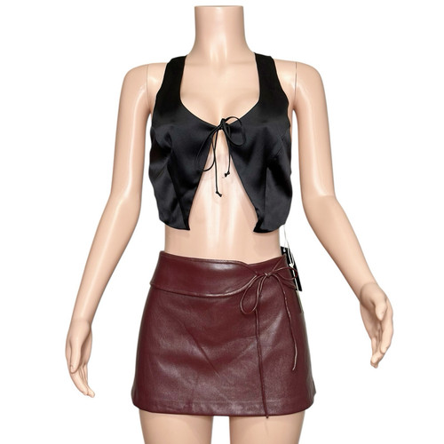 NWT ARE YOU AM I Kih Silk Satin Vest, Black, XS