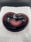 Blenko Glass FREEFORM Ashtray Deep Purple Art Heavy Vintage
