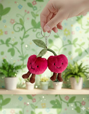 Jellycat Amuseables Cherries Bag Charm Keychain Plush Accessory   NWT