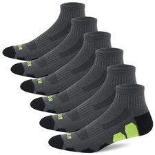 BERING Men's Performance Athletic Ankle Running Socks 6 Pairs 9-12