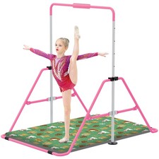 Gymnastics Bar with Self-Inflating Mat for Kids, Pink Green
