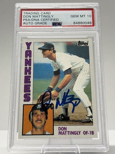 Don Mattingly 1984 Topps Signed Baseball Rookie Card #8 Auto Graded PSA 10