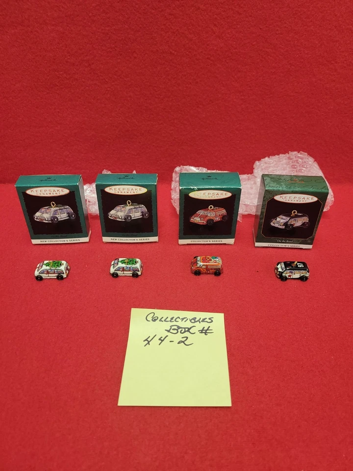 4 adornos de coche miniatura Hallmark On the Road 2, #1 1993, #3 1995, #5 1997 nuevos Foto 4 de 4