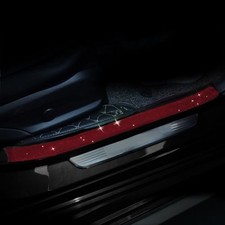 Car Door Sill Protector with Bling Rhinestones 2PCS Edge 1.96"x 23.62" Red