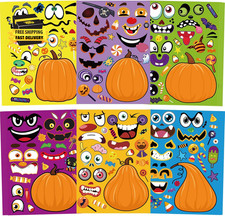36 Sheet Halloween Pumpkin Craft Stickers - DIY Make Your Own Pumpkin Face Party