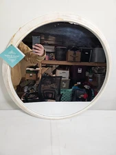 Kate and Laurel Warbrook Rustic 24" Round White Wash Mirror - New With Tags