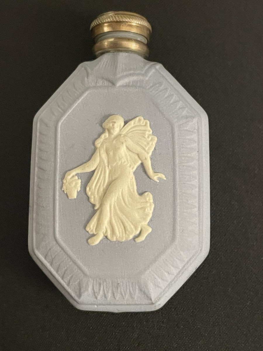 Vintage Jasperware Wedgwood Perfume Bottle 2-1/2” X 1-1/2” Flora