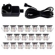 SET OF 20 - 30mm IP67 BLACK WARM WHITE LED DECKING / GROUND / PLINTH LIGHT KIT