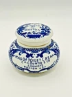 Antique Magda Toilet Cream Milk Glass Jar Cuntie of Boston Blue White Apothecary