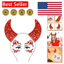One Size Devil Headband with Sparkling Face Gems   Perfect for Halloween Fun