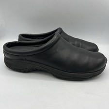 Merrell Women's Encore Groove Black Leather Slip On Mule Clog Shoes Size 10