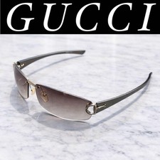 VINTAGE GUCCI GG 2743/F/S Rimless Wrap Sunglasses Horsebit Gold Brown Y2K 2000s