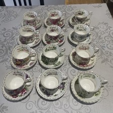 Royal Albert Flowers of The Month Full Set of Tea Cups & Saucers Bone China