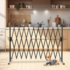 130 Inch Expandable Safety Barrier Gate Foldable Black for Stairs Yard