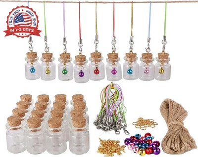 MaxMau 25pcs Small Glass Bottles with Cork Stoppers DIY Art Craft Storage 5ml Mi