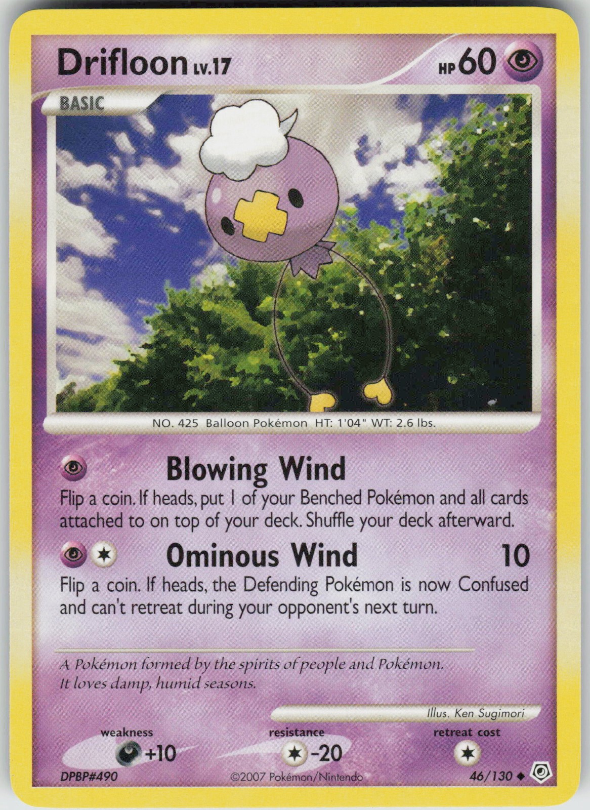 Pokemon Drifloon 46/130 Diamond and Pearl Uncommon NM