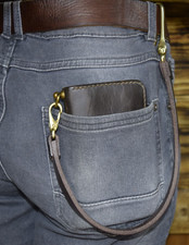 Wallet Chain Messing US Leder Riemen Lanyard Schlüssel Kette Biker Vintage !!!